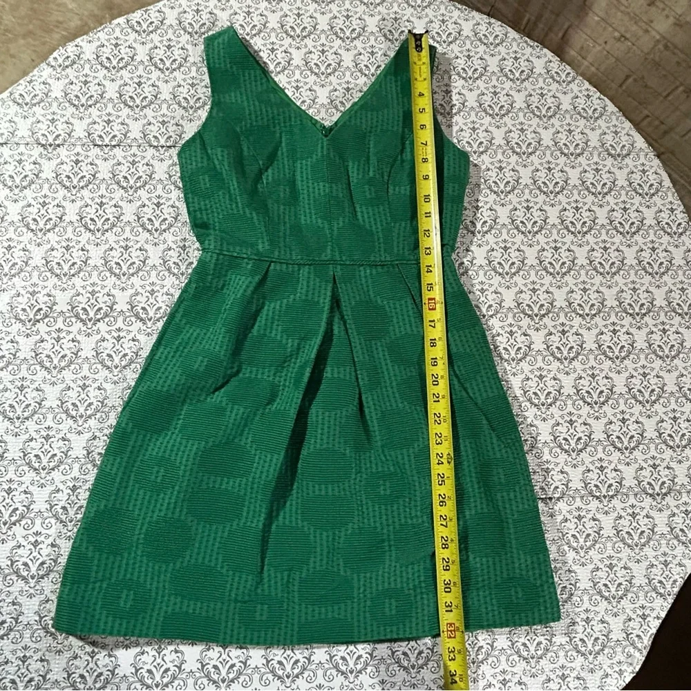 J.CREW Jacquard V-Neck "Dublin Green" Mini Dress, 2 - Picture 11 of 12